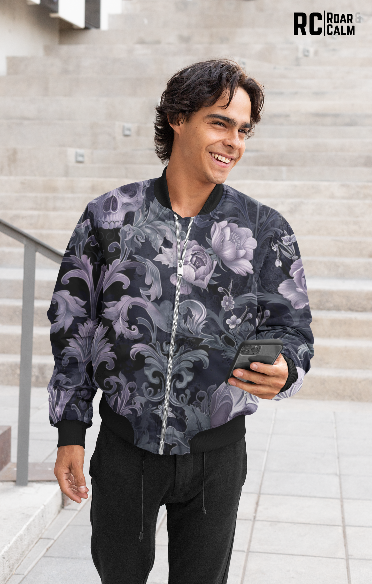 Men’s Dark Luxury Bomber Jacket - Roar & Calm Collection