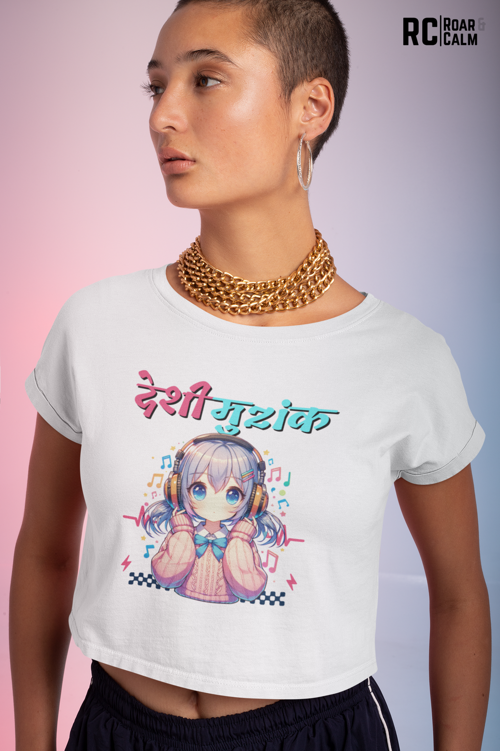 देशी मुziक Crop Top – Roar & Calm Collection
