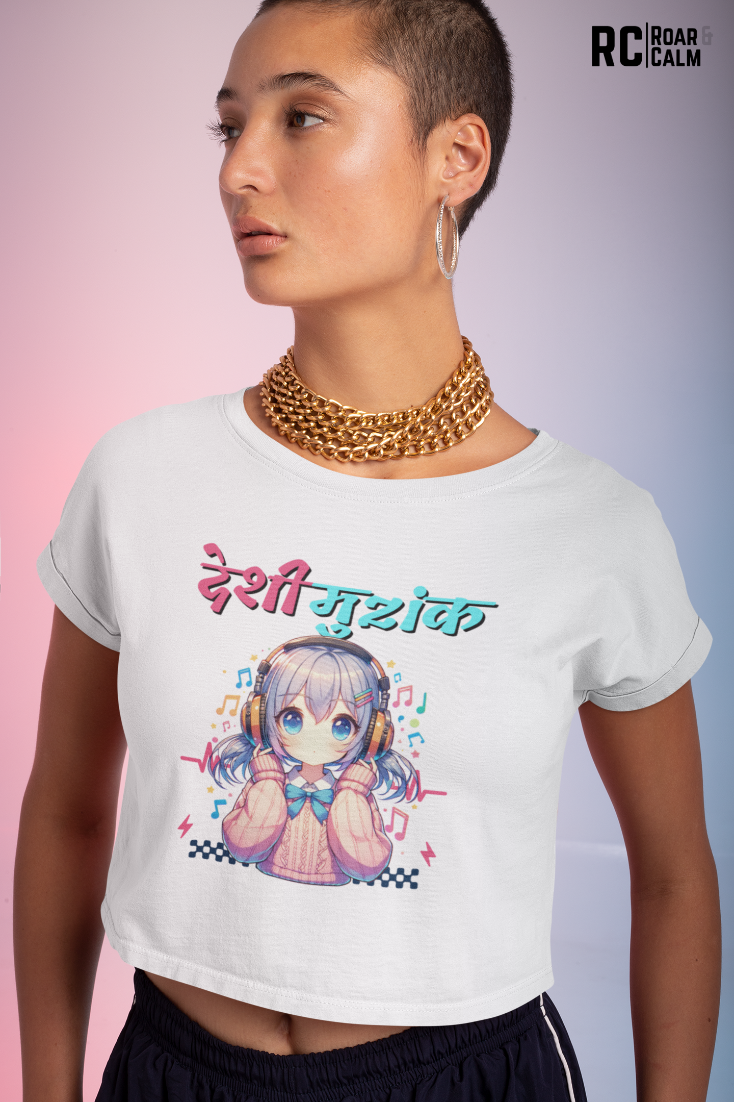 देशी मुziक Crop Top – Roar & Calm Collection