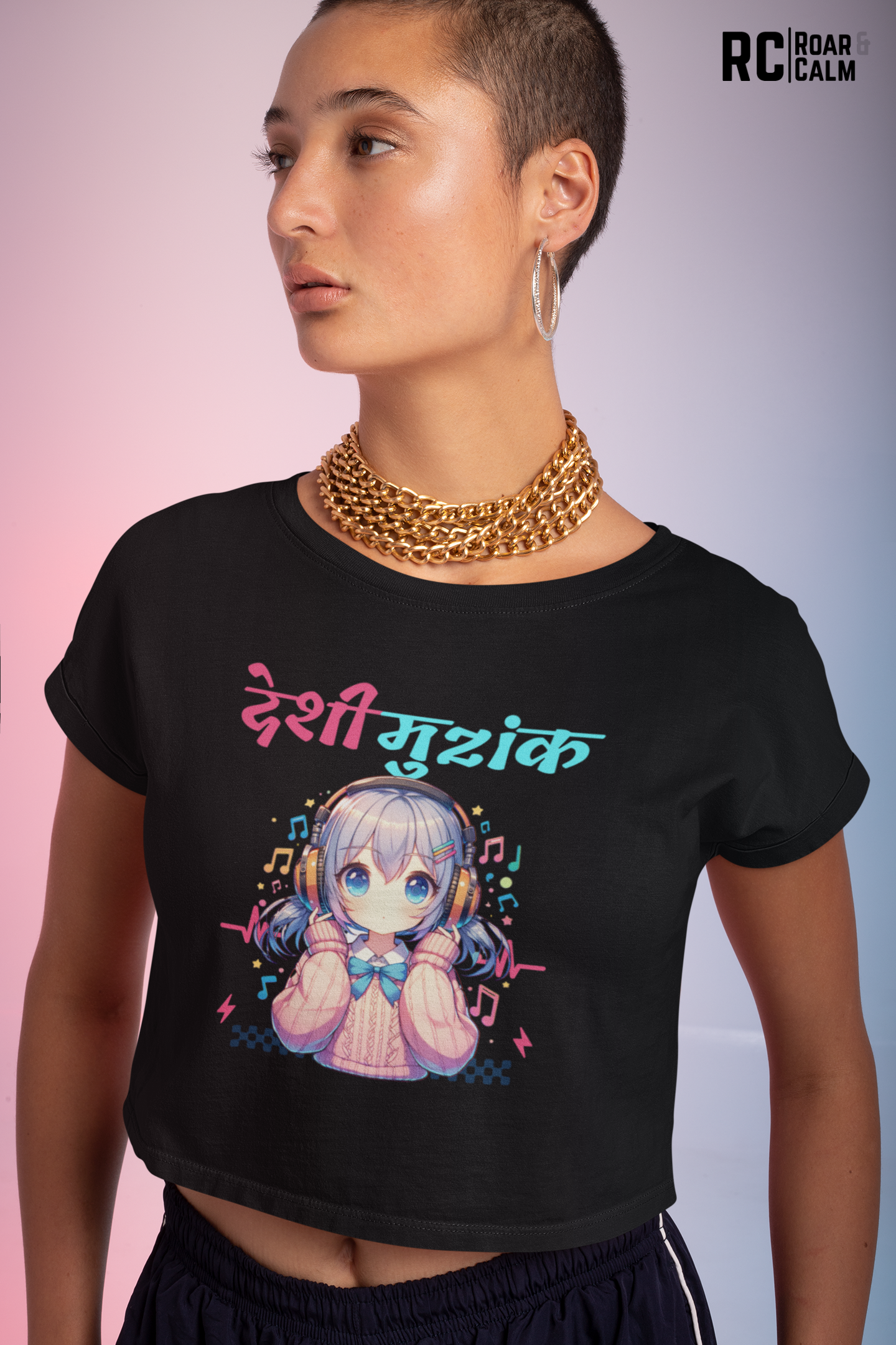 देशी मुziक Crop Top – Roar & Calm Collection