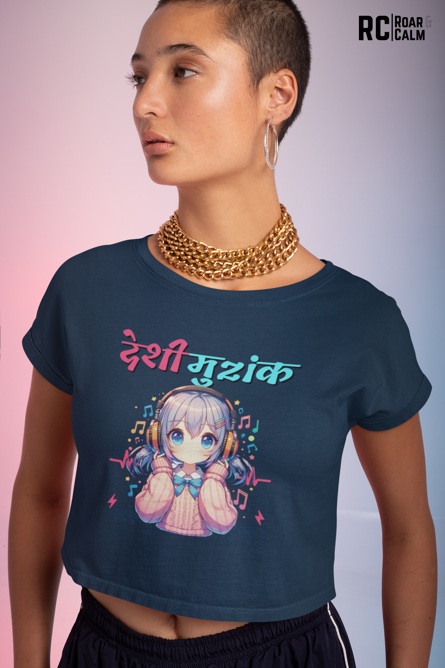 देशी मुziक Crop Top – Roar & Calm Collection