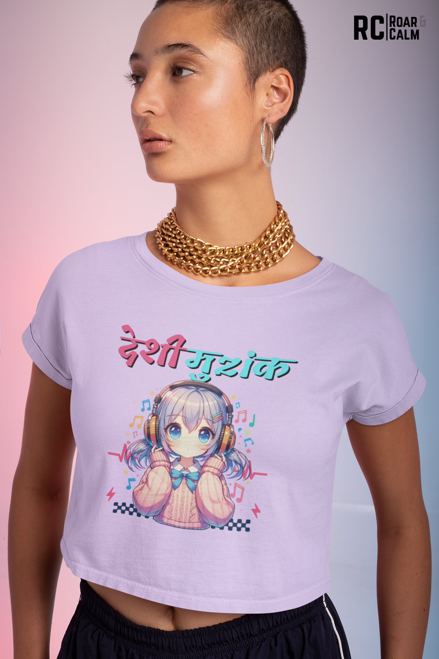 देशी मुziक Crop Top – Roar & Calm Collection