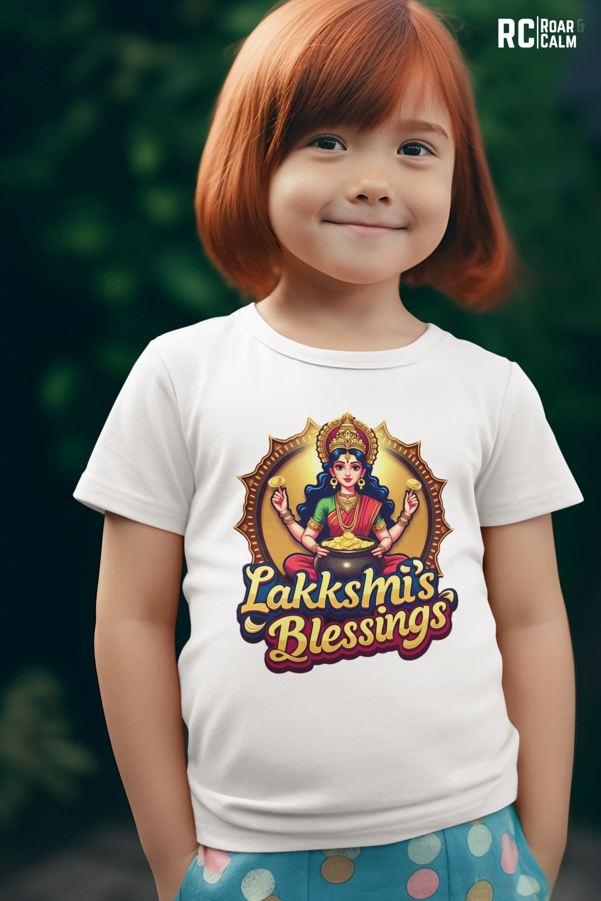 Lakshmi’s Blessings Crew Neck T-Shirt – Roar & Calm Kids Collection