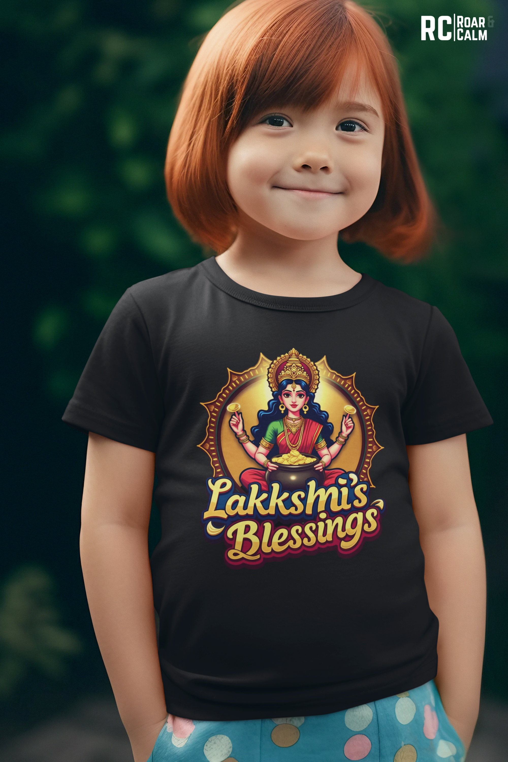 Lakshmi’s Blessings Crew Neck T-Shirt – Roar & Calm Kids Collection