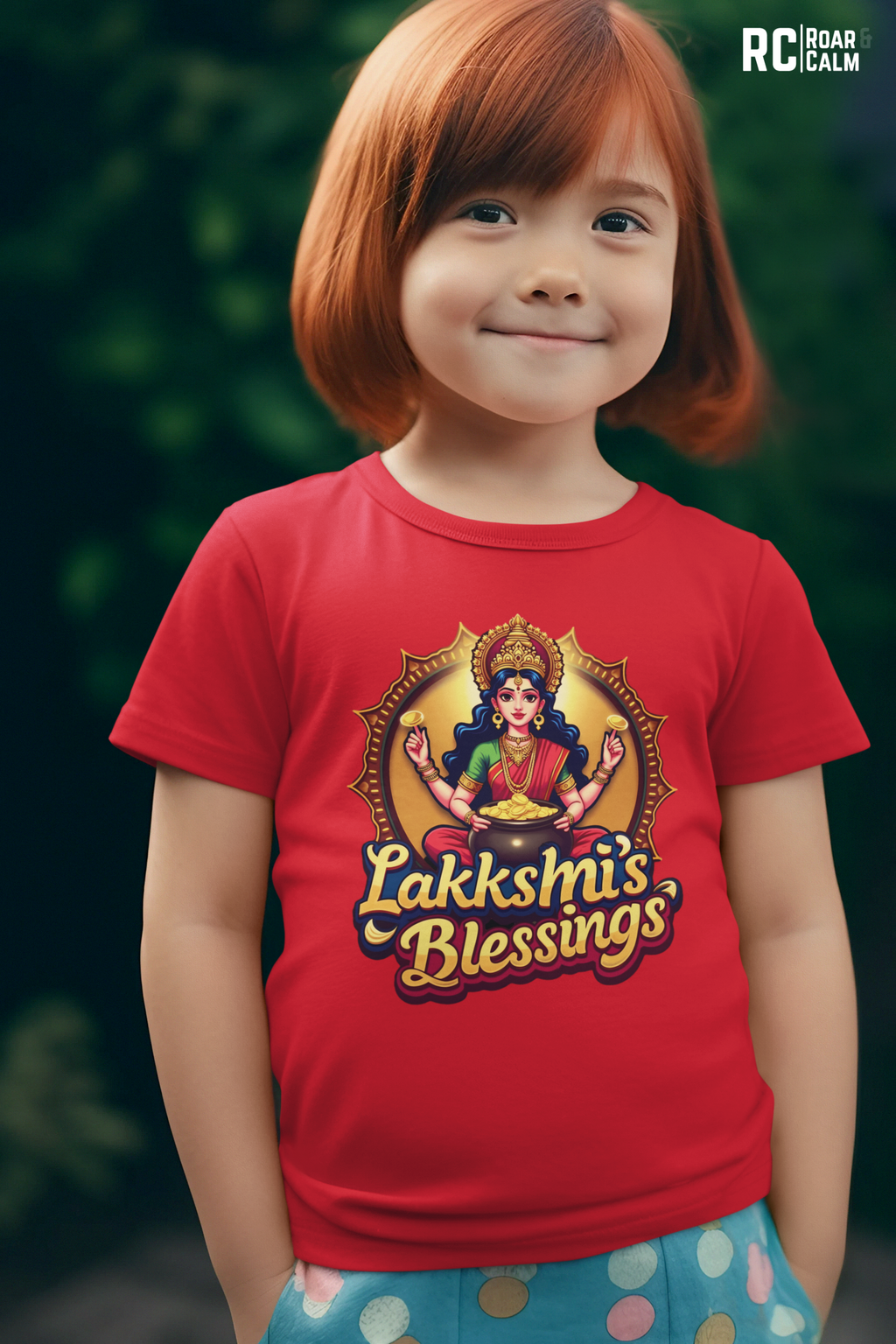 Lakshmi’s Blessings Crew Neck T-Shirt – Roar & Calm Kids Collection