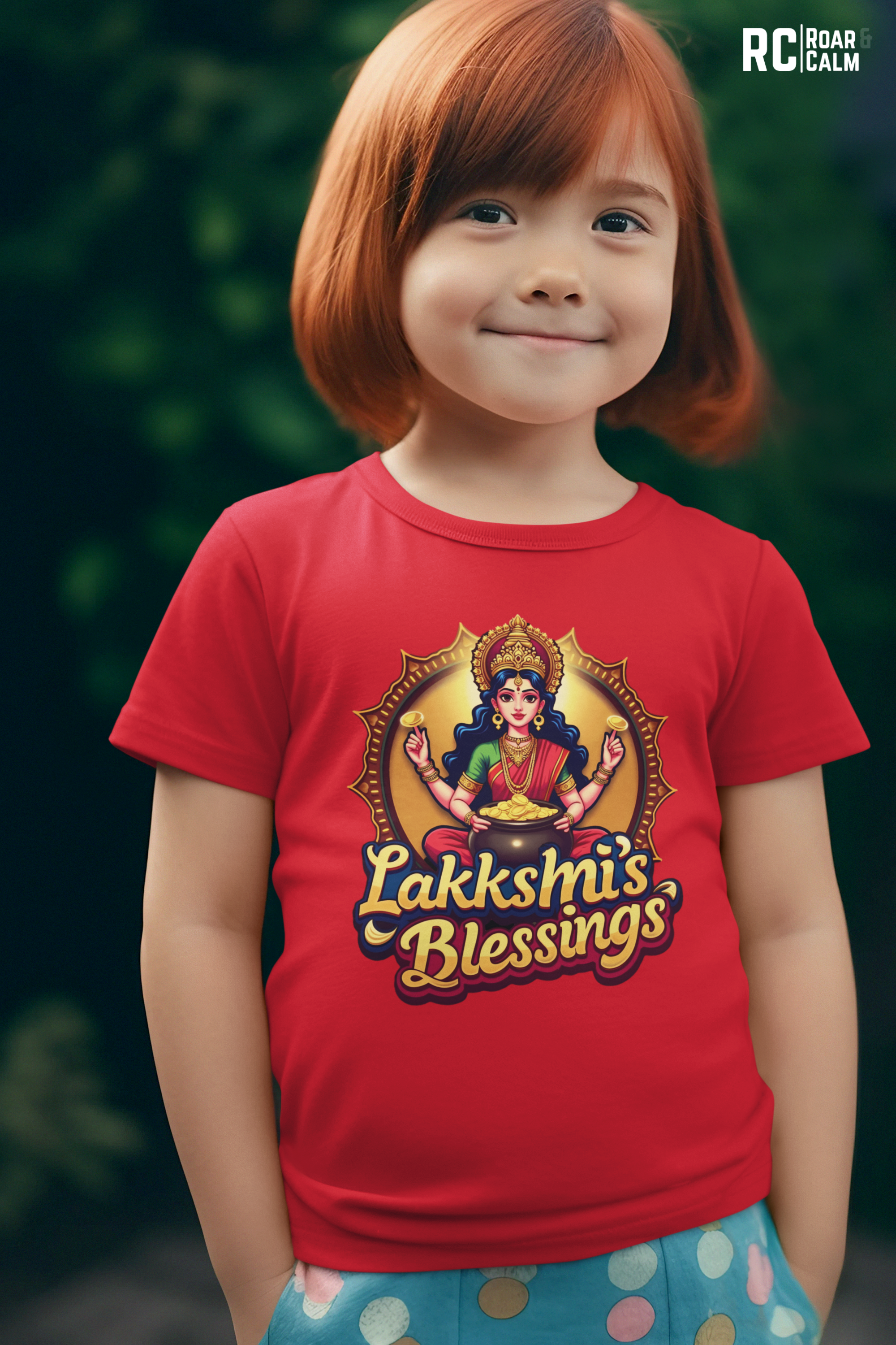 Lakshmi’s Blessings Crew Neck T-Shirt – Roar & Calm Kids Collection