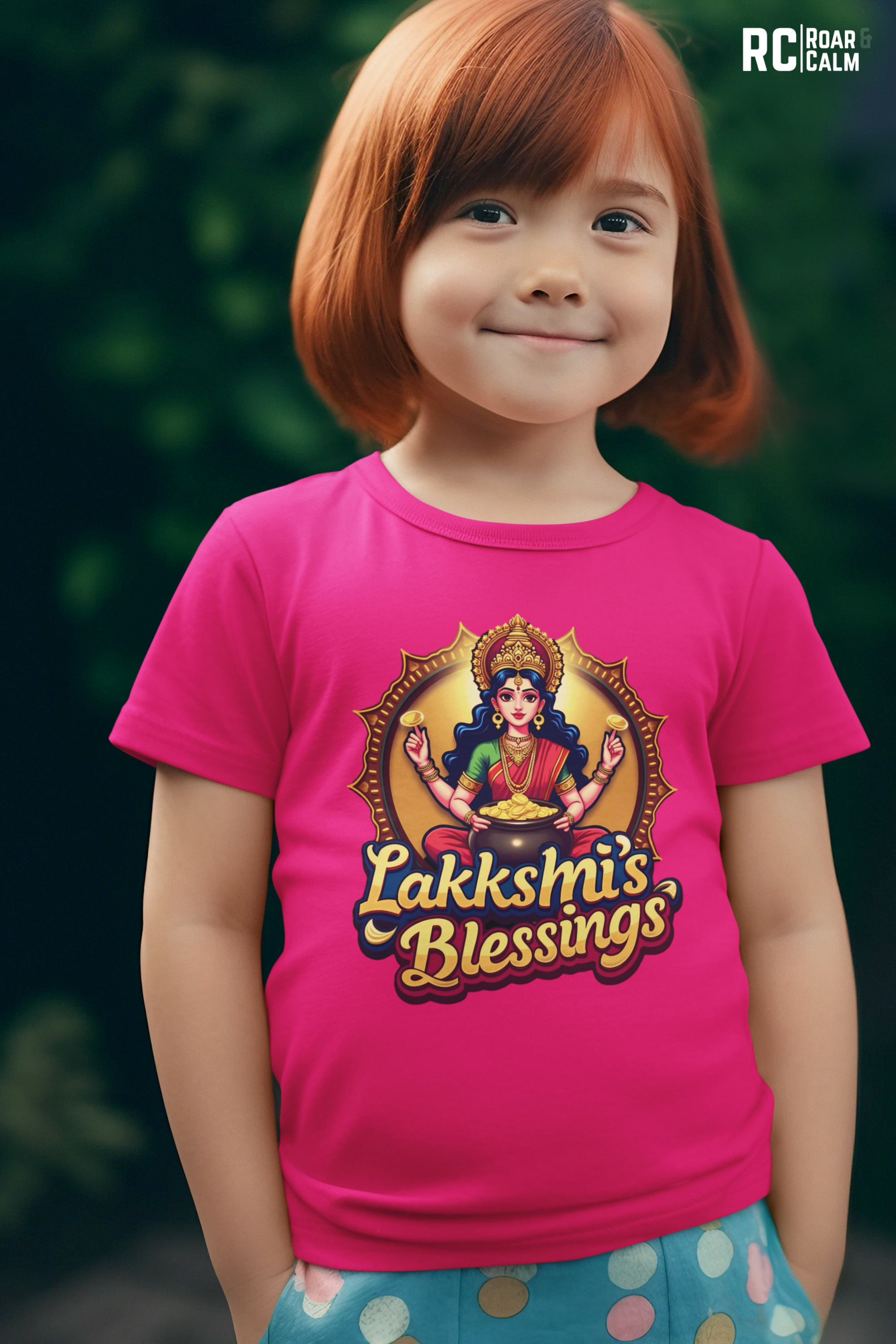 Lakshmi’s Blessings Crew Neck T-Shirt – Roar & Calm Kids Collection