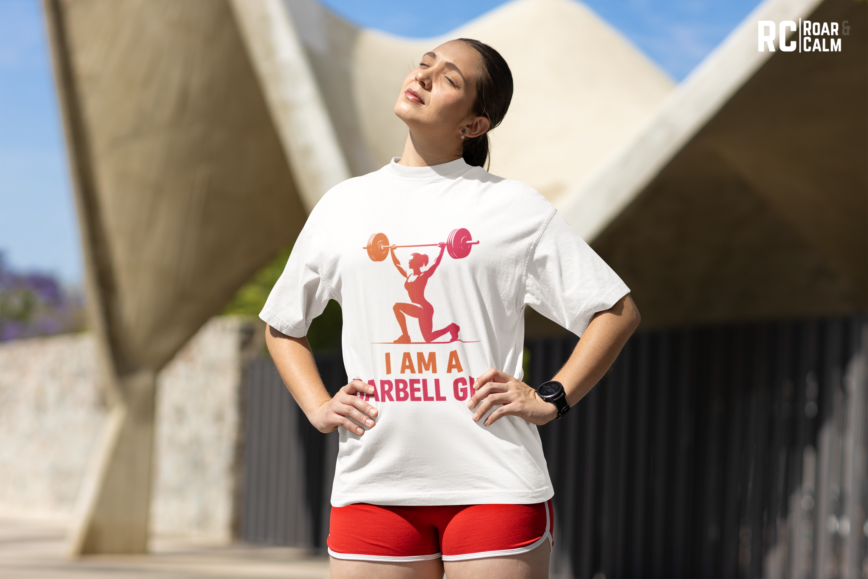 I Am Barbell Girl Oversized Gym T-Shirt – Roar & Calm Collection
