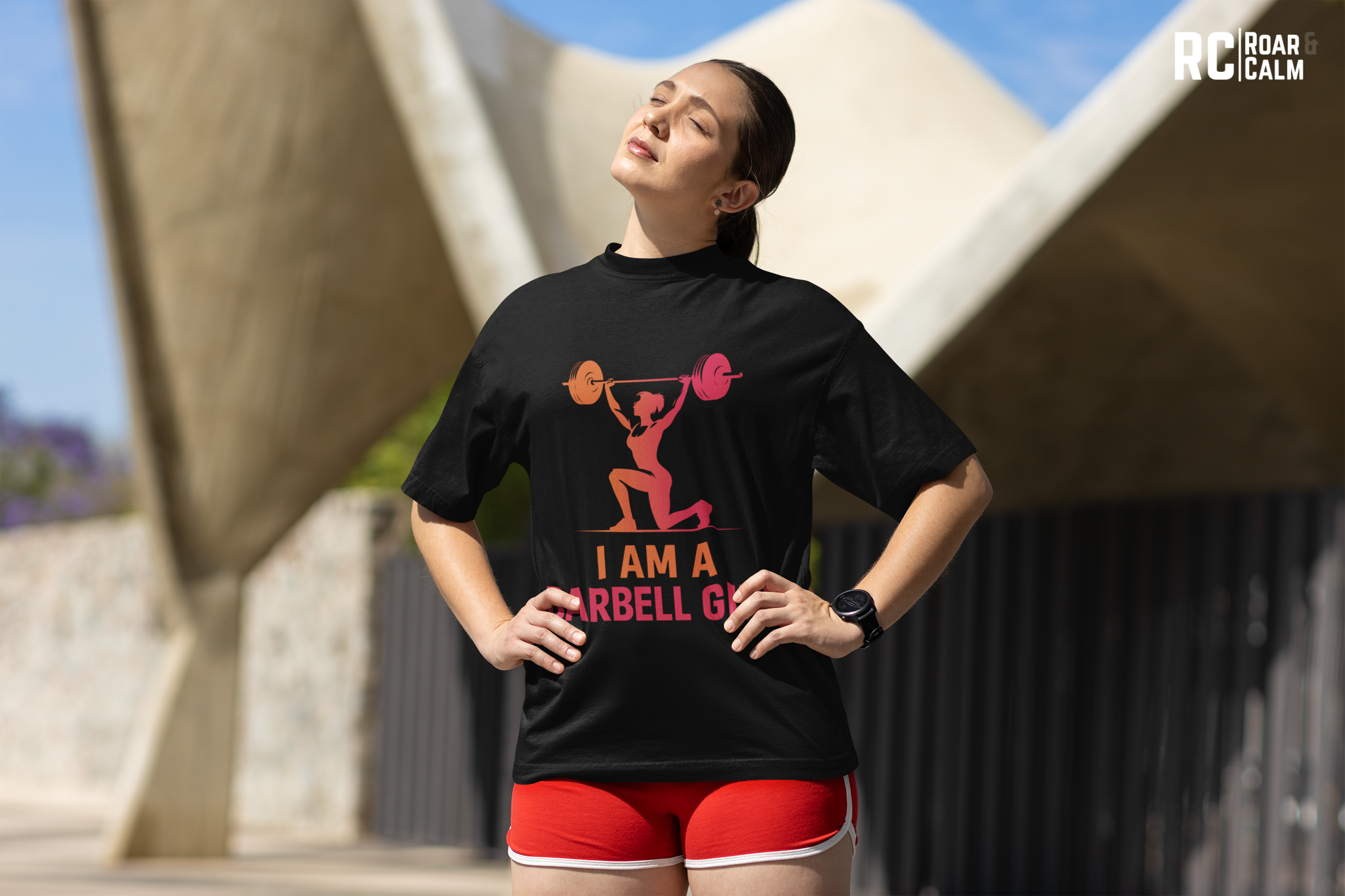 I Am Barbell Girl Oversized Gym T-Shirt – Roar & Calm Collection