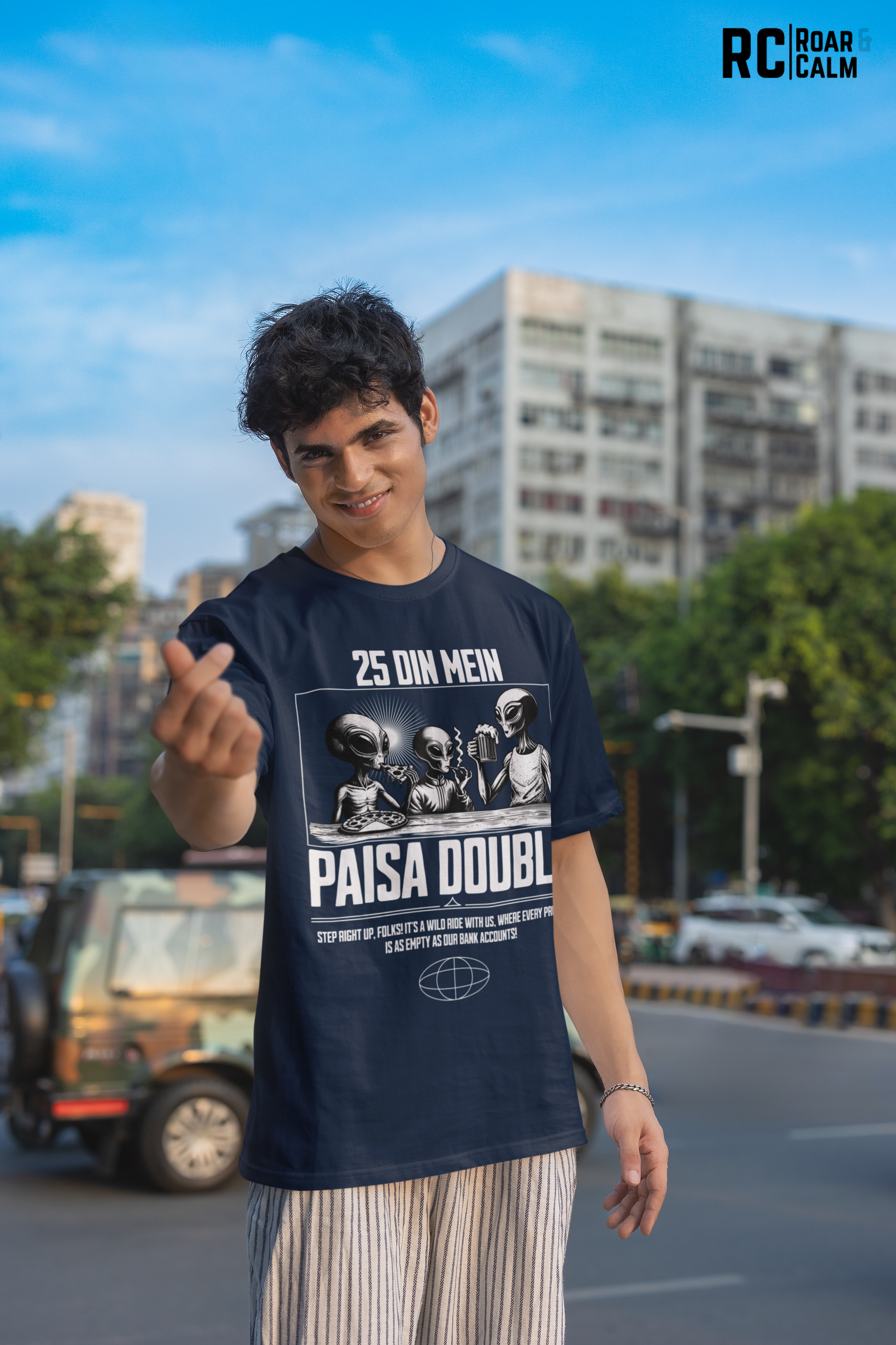 25 Din Mein Paisa Double Oversized T-Shirt (UNISEX) – Roar & Calm Collection