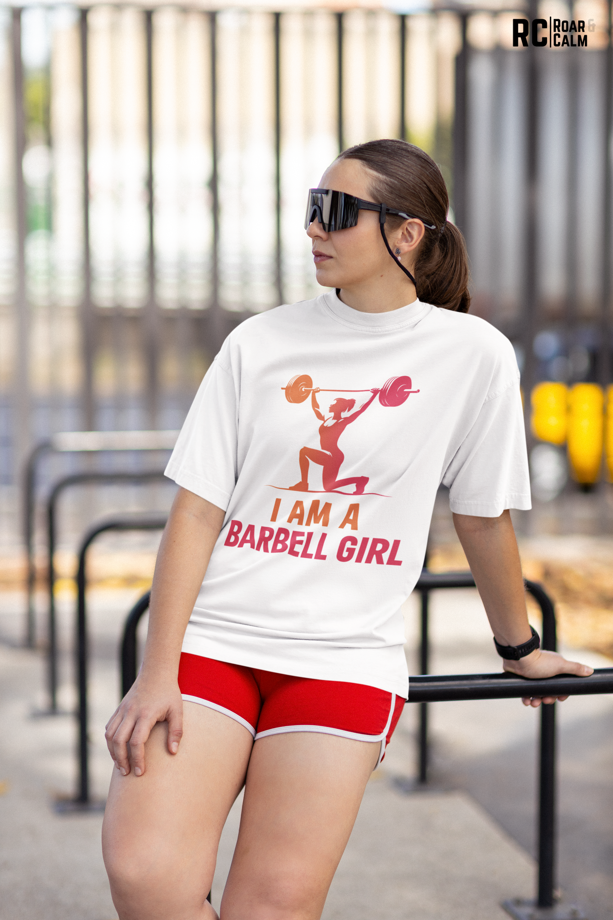 I Am Barbell Girl Oversized Gym T-Shirt – Roar & Calm Collection