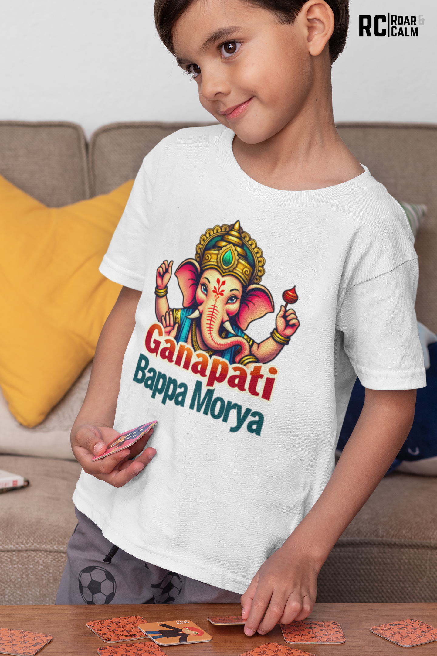 Ganpati Bappa Morya Crew Neck T-Shirt – Roar & Calm Kids Collection