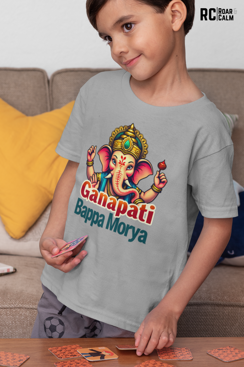 Ganpati Bappa Morya Crew Neck T-Shirt – Roar & Calm Kids Collection