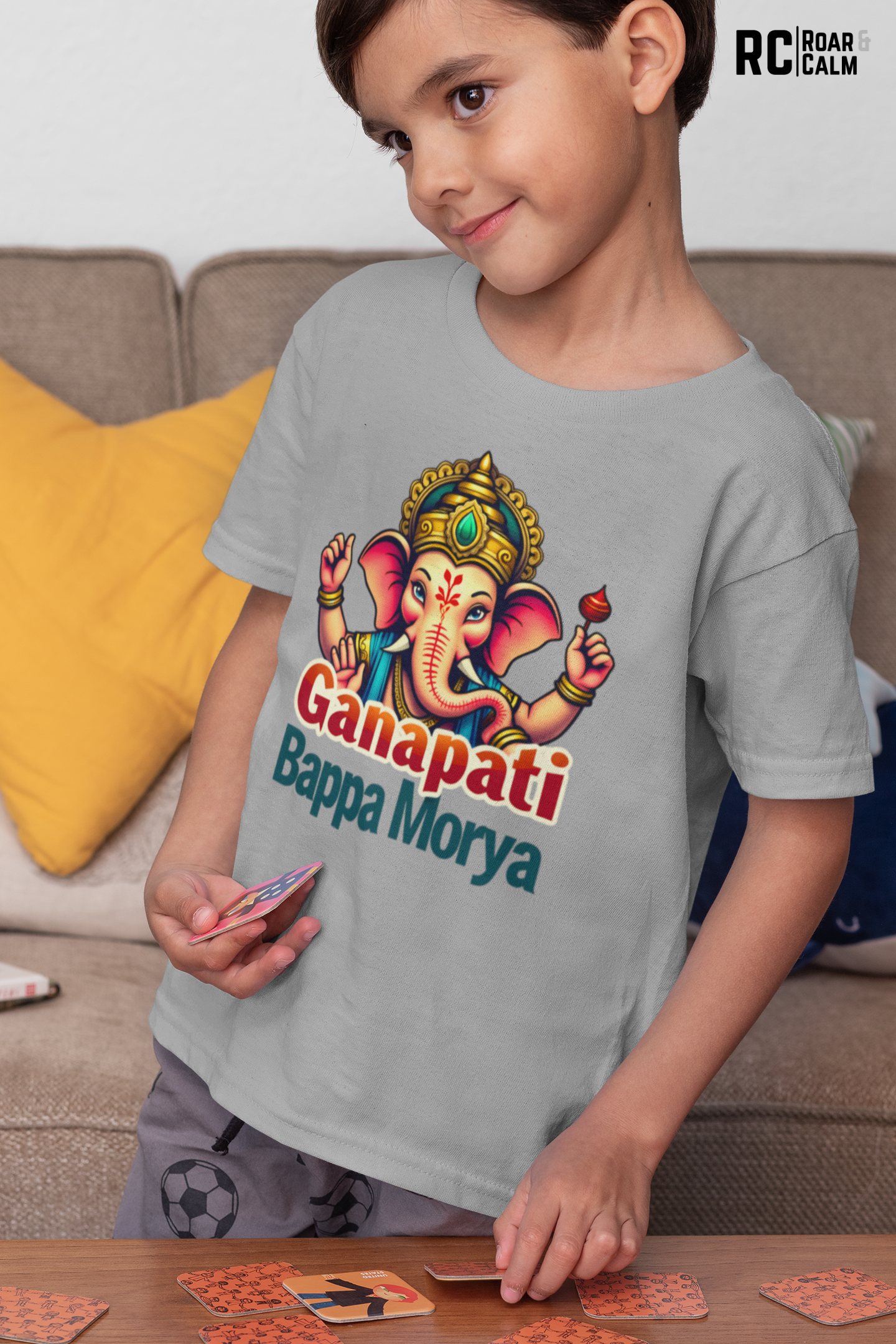 Ganpati Bappa Morya Crew Neck T-Shirt – Roar & Calm Kids Collection