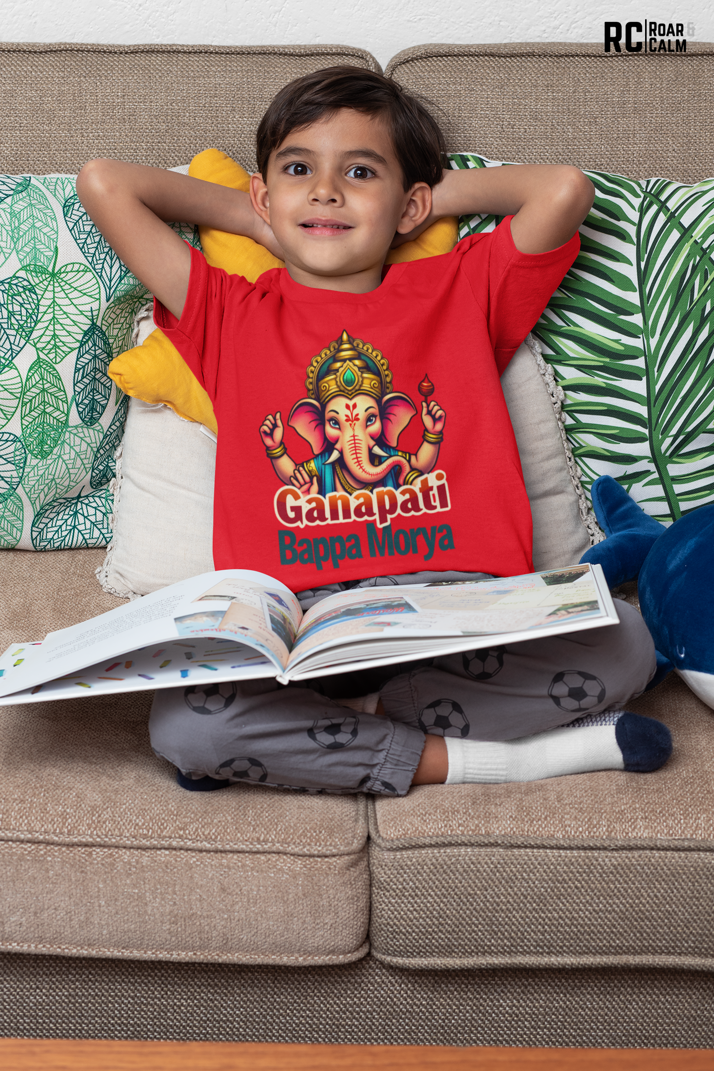 Ganpati Bappa Morya Crew Neck T-Shirt – Roar & Calm Kids Collection