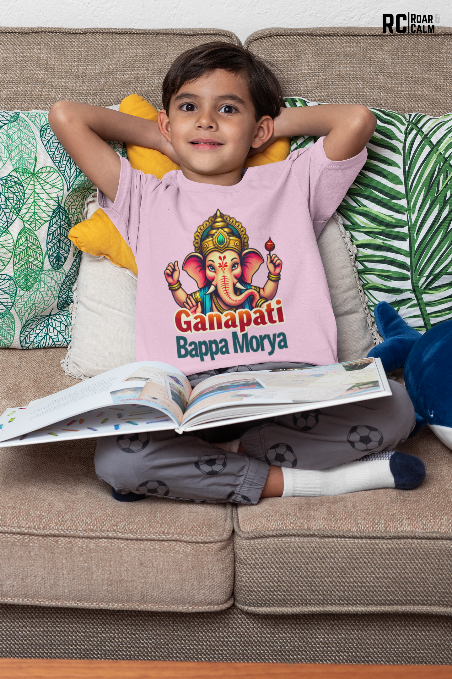 Ganpati Bappa Morya Crew Neck T-Shirt – Roar & Calm Kids Collection