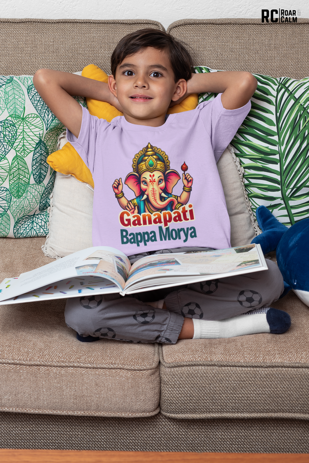 Ganpati Bappa Morya Crew Neck T-Shirt – Roar & Calm Kids Collection
