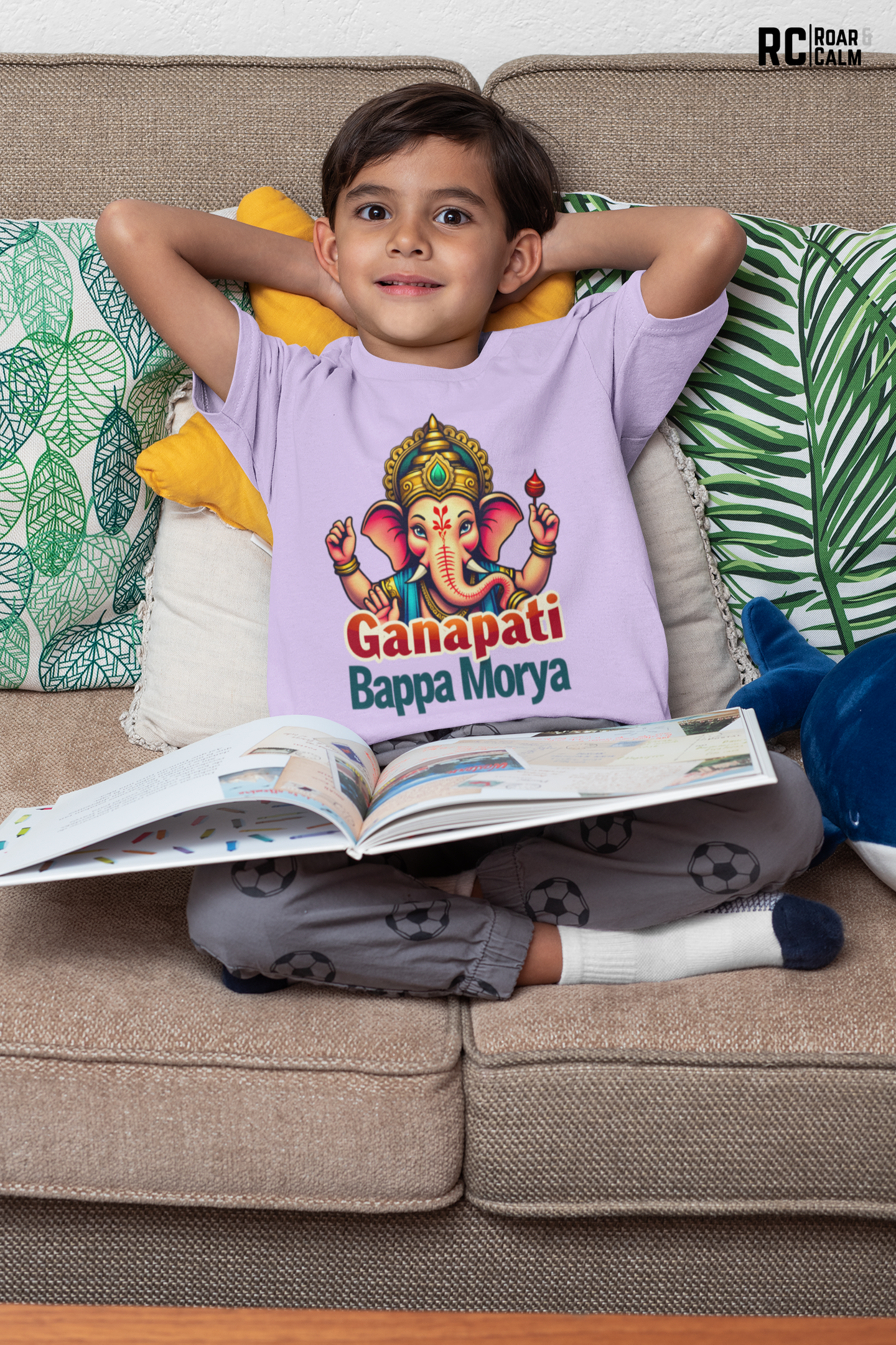 Ganpati Bappa Morya Crew Neck T-Shirt – Roar & Calm Kids Collection