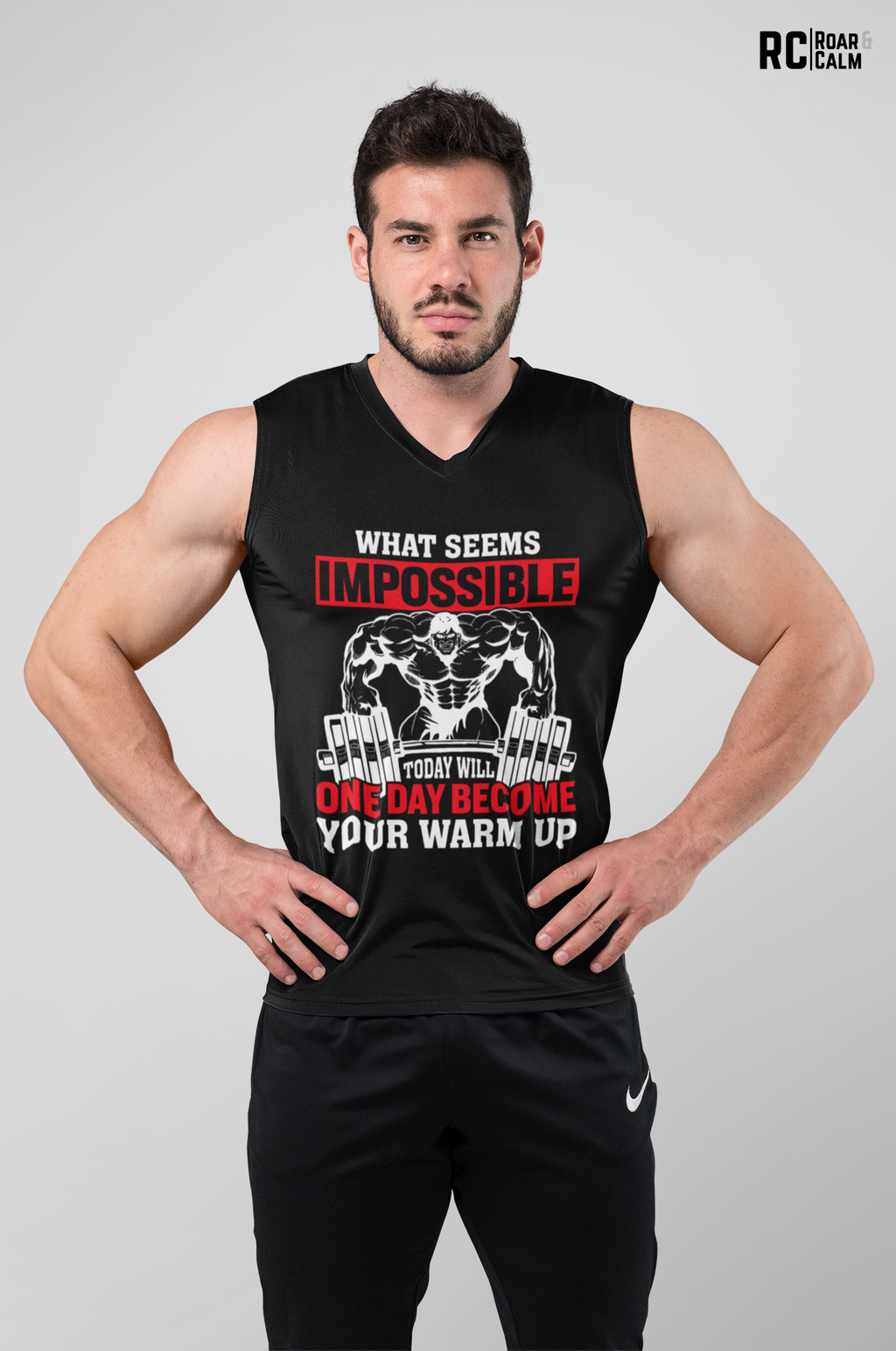 Impossible to Warmup Sleeveless Gym Tee – Roar & Calm Collection