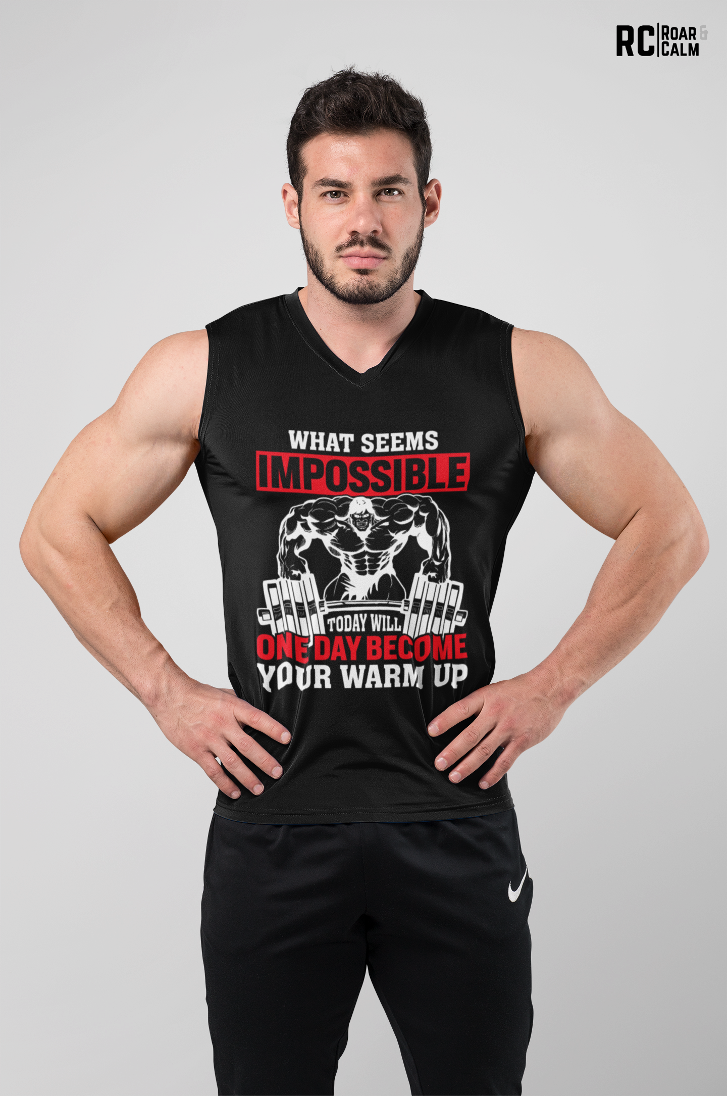 Impossible to Warmup Sleeveless Gym Tee – Roar & Calm Collection