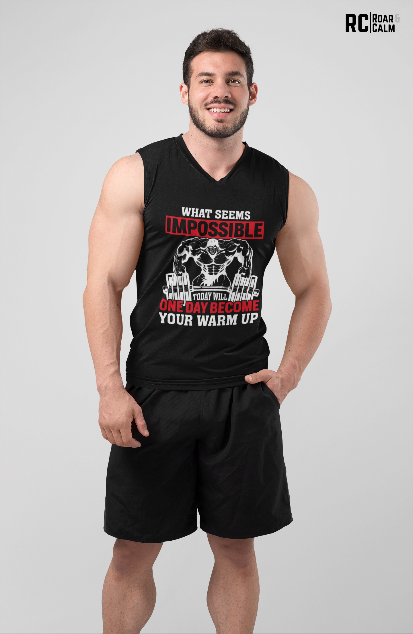 Impossible to Warmup Sleeveless Gym Tee – Roar & Calm Collection